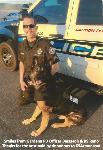 Gardena PD Officer Mike Bergeron and K9 Reno.