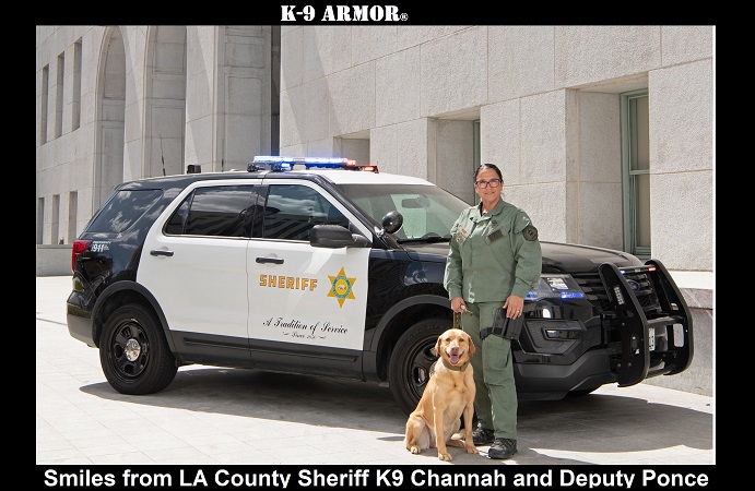 Smiles from LA County Sheriff K9 Channah and Deputy Ponce