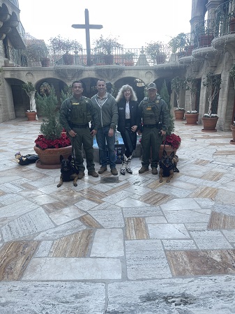 Riverside Sheriff Deputy Nacarrato with Sniper, K9 Armor VP RSO Corporal Hurd and Suzanne Saunders, Deputy Casillas and Sky