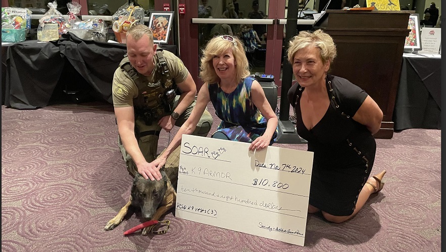 Thank you generous sponsors from RSO Deputy Orlik and K9 Argo and K9 Armor cofounder Suzanne and SOAR Animal Rescue cofounder Belinda at their annual Gala