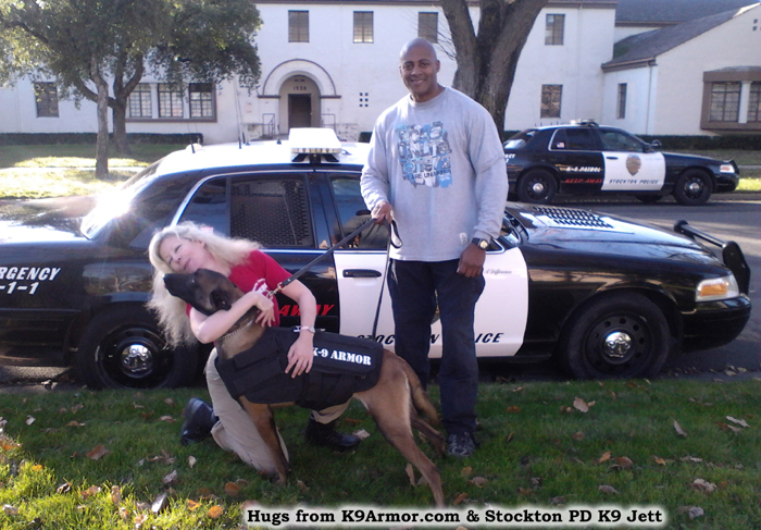 Hugs and thank you Carol Dunn for donating to K9Armor.com for Stockton PD K9 Jett