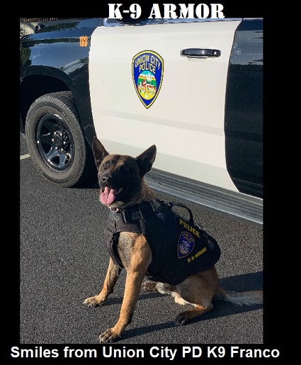 K-9 Armor is proud to protect Union City Police K9 Franco