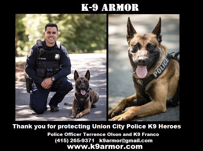 K-9 Armor is proud to protect Union City Police K9 Franco